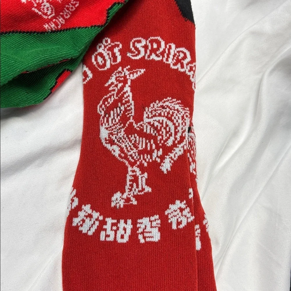 Sriracha Hot Chili Sauce Red and Green long  3 crew Socks for hot sauce lover!